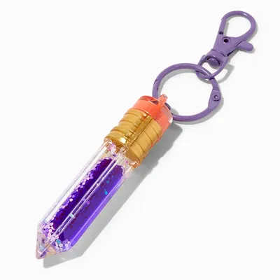 Purple Pencil Water-Filled Glitter Keychain