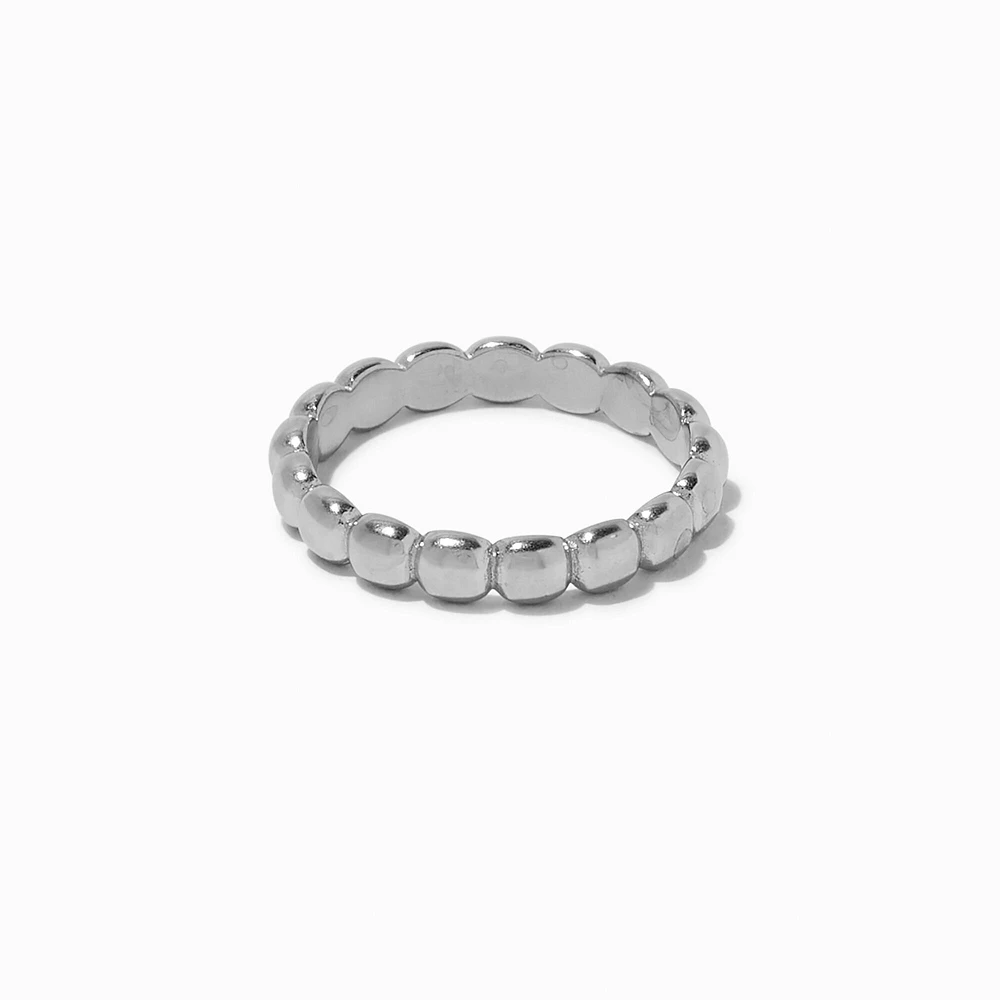 Silver-tone Stainless Steel Bubble Ring