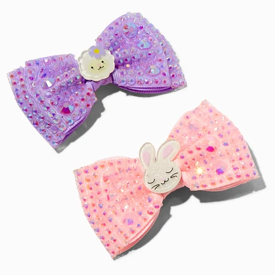 Sequin Easter Pastel Hair Bow Clips - 2 Pack