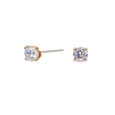 18k Gold Plated Cubic Zirconia 3MM Round Stud Earrings