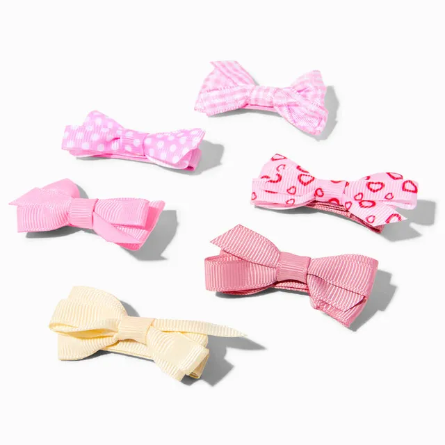 Claire's Club Glitter Bow Snap Hair Clips - 6 Pack