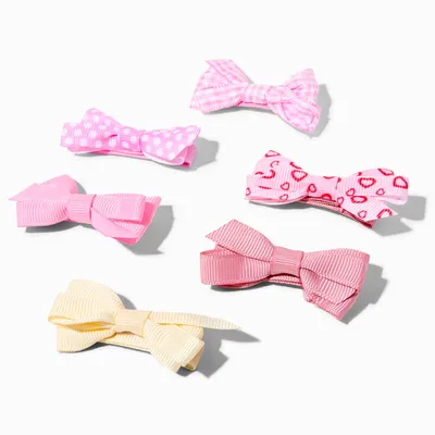 Claire's Club Pink Heart Hair Bow Clips - 6 Pack