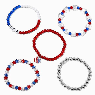 Stars & Stripes Beaded Stretch Bracelets - 5 Pack