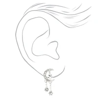 Silver Cubic Zirconia Celestial Clip-On Earrings