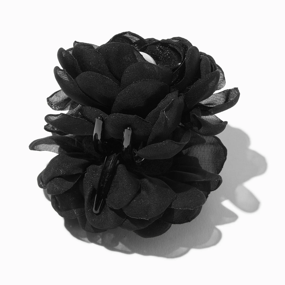 Black Flower Pearl Hair Claw