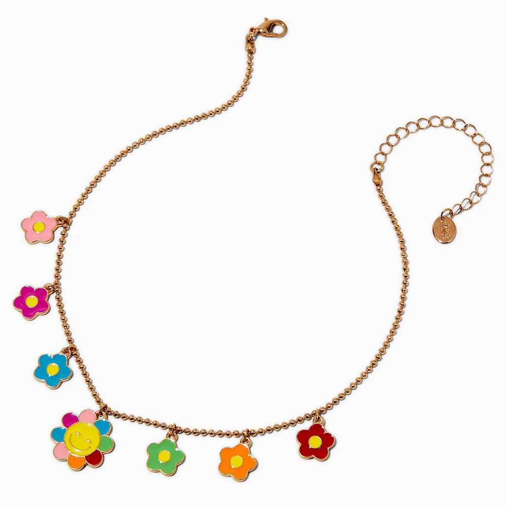 Claire's Club Happy Face Daisy Flower Charm Necklace