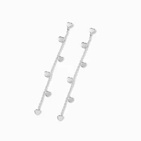 Silver-tone Heart Linear 2.5" Drop Earrings