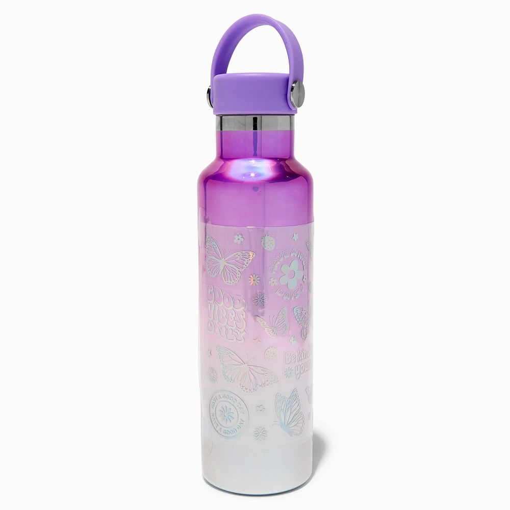 Purple Ombre Stainless Steel Water Bottle with Electro Stickers