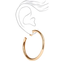 Gold 60MM Tube Clip On Hoop Earrings