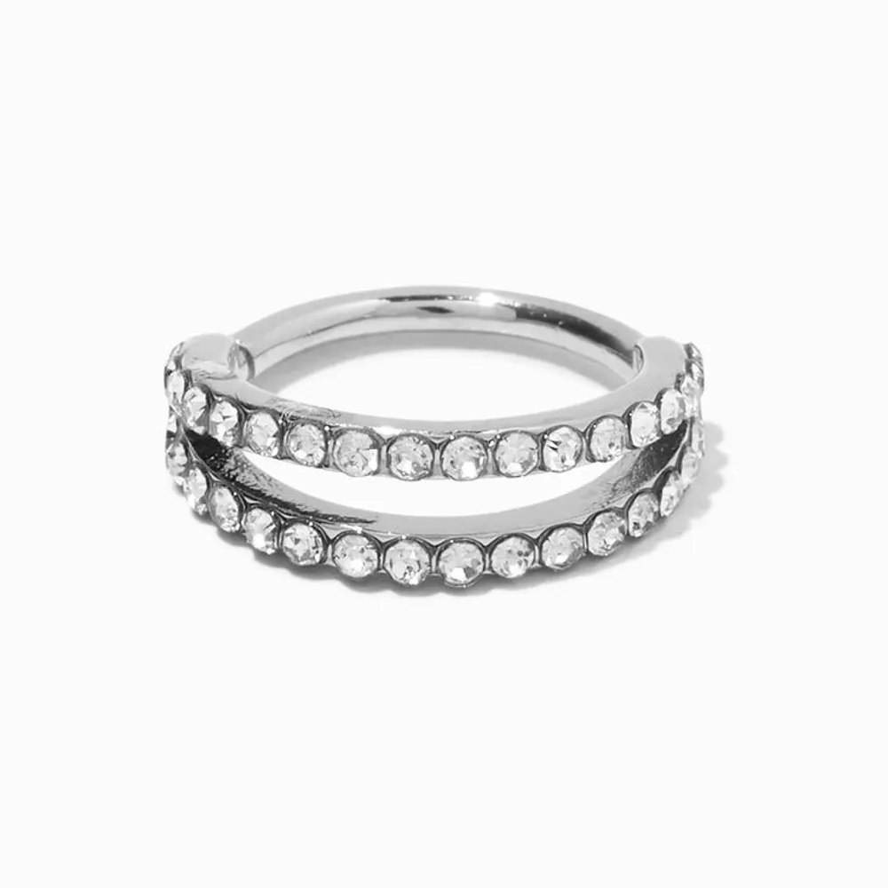 Aubergine Stedord Ungkarl Claire's Silver 16G Double Row Crystal Nose Ring | Brazos Mall