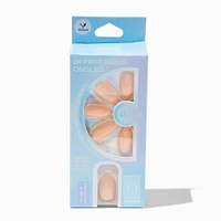 Orange Glossy Short Almond Vegan Faux Nail Set - 24 Pack