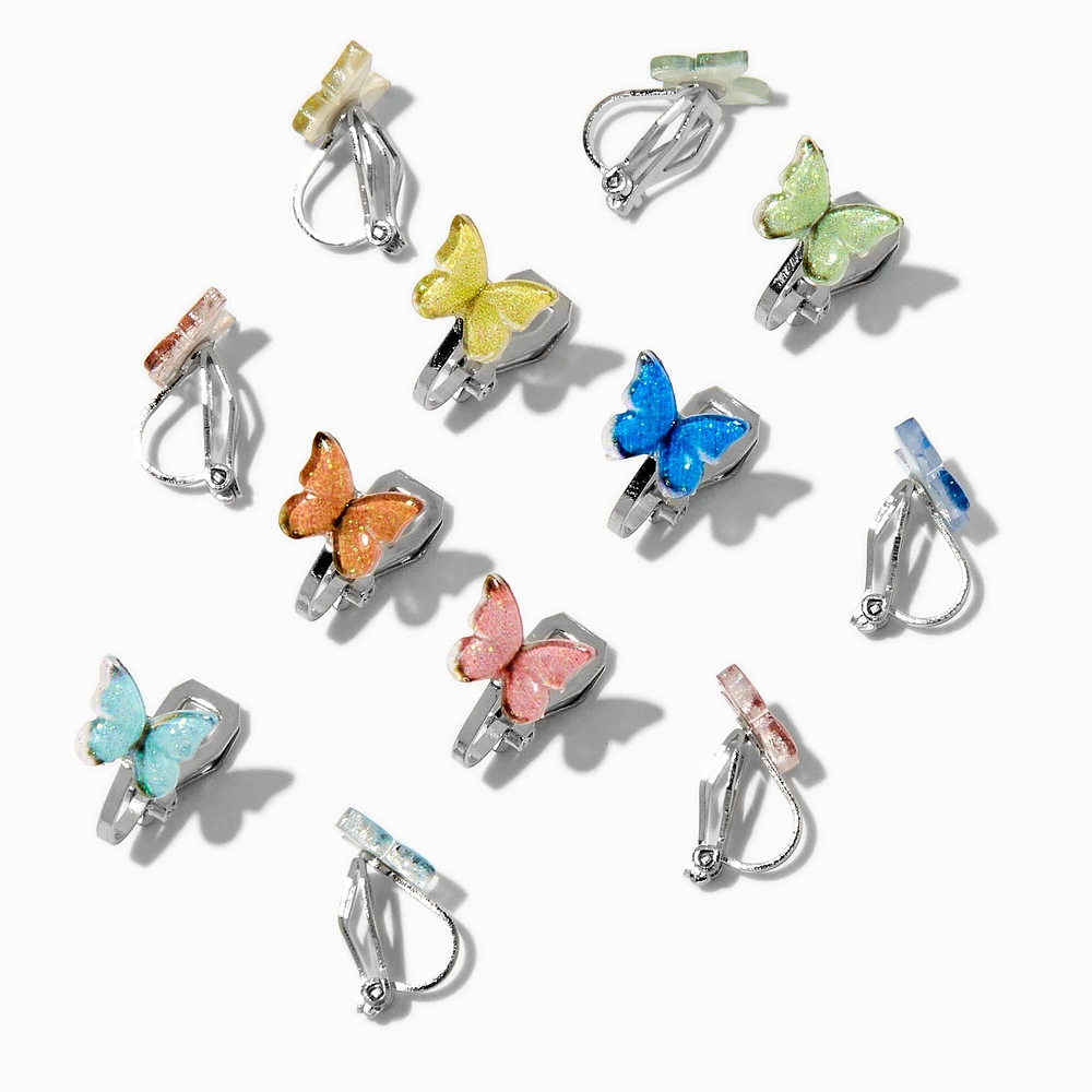 Butterfly Clip-On Stud Earrings - 6 Pack