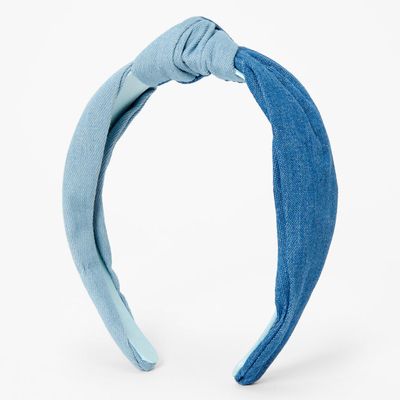 Two-Tone Blue Chambray Knotted Headband