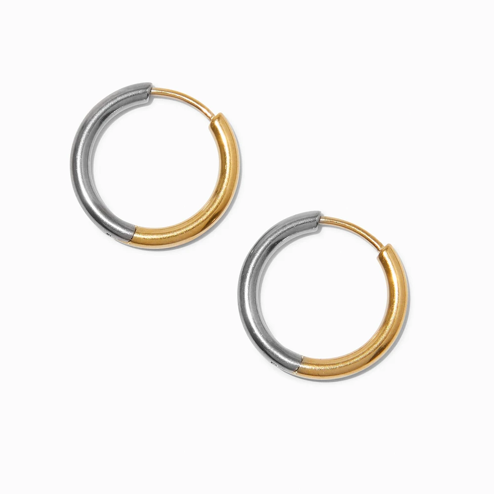 Mixed Metal Titanium Two-Tone 12MM Hoop Earrings