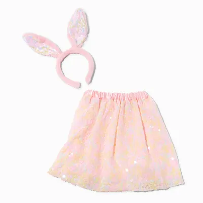 Pink Sequin Bunny Ears & Tutu Dress Up Set - 2 Pack