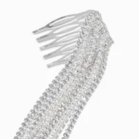 Silver Crystal & Pearl Chain Hair Comb