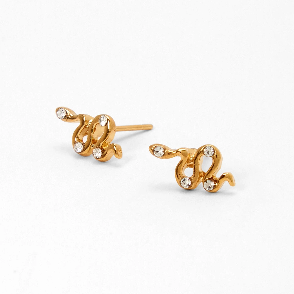 C LUXE by Claire's 18kt Gold Plated Crystal Snake Stud Earrings