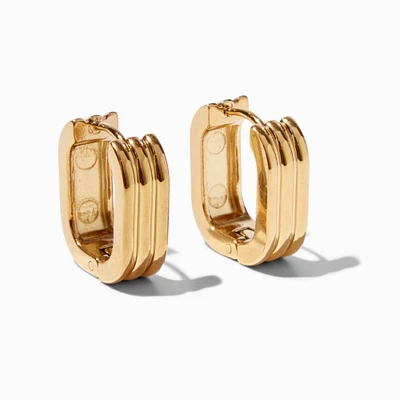 Gold-tone Stainless Steel Textured U-Shape Hoop Earrings