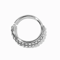 Silver 16G Double Row Crystal Nose Ring