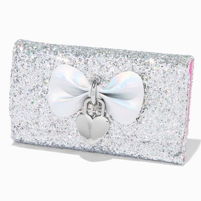 Silver Glitter Holographic Bow Wallet
