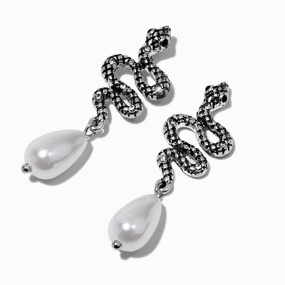 Snake Pearl Drop Earrings