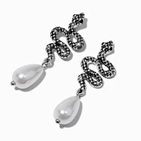 Snake Pearl Drop Earrings