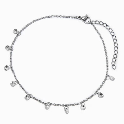 Silver-tone Cubic Zirconia Confetti Chain Anklet