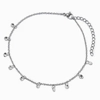 Silver-tone Cubic Zirconia Confetti Chain Anklet