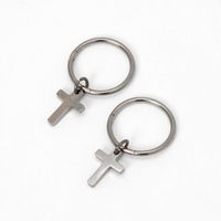 C LUXE by Claire's Silver Titanium 10MM Mini Cross Hoop Earrings
