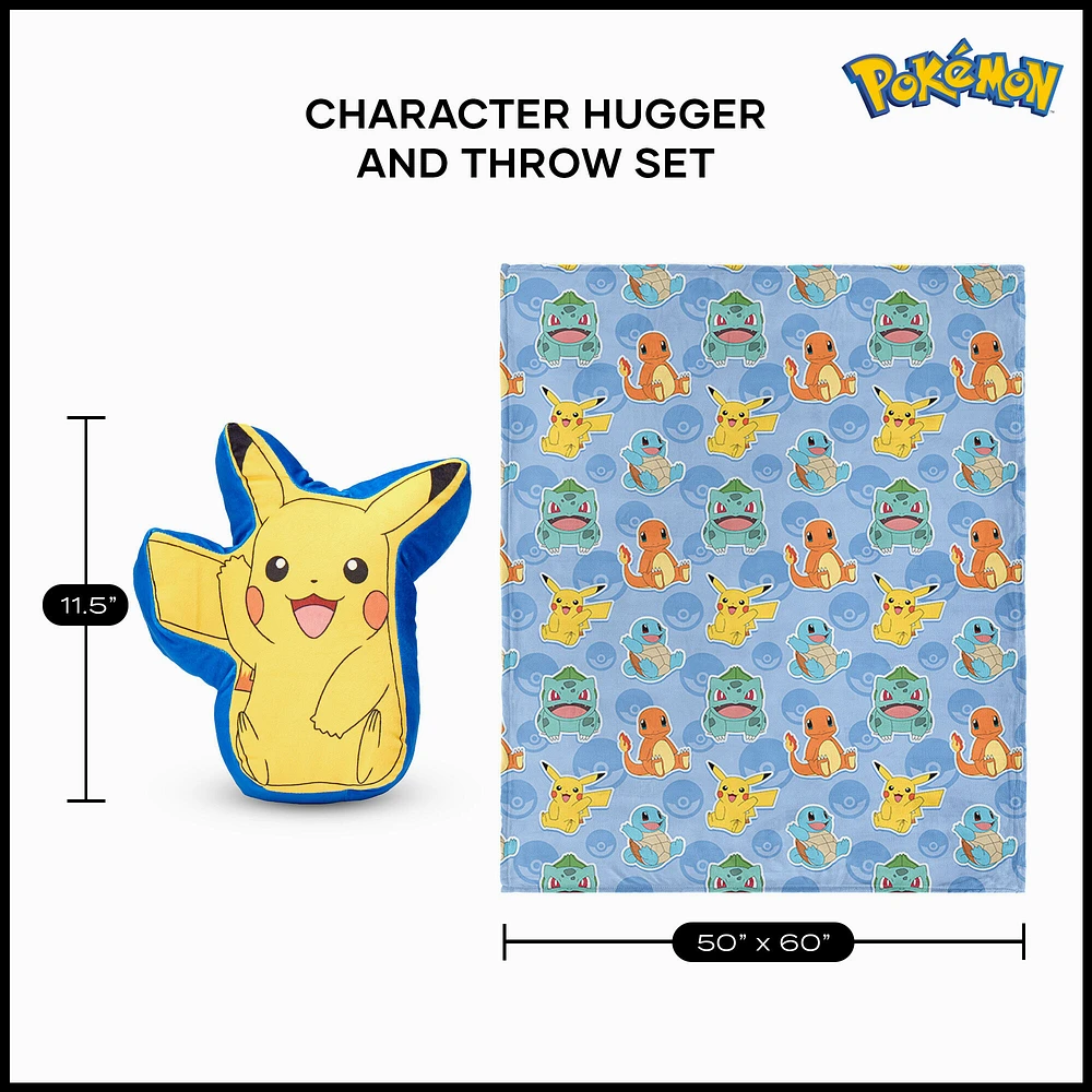 Pokémon™ Pikachu Hugger Pillow & Cute Silk Touch Throw Set (ds)