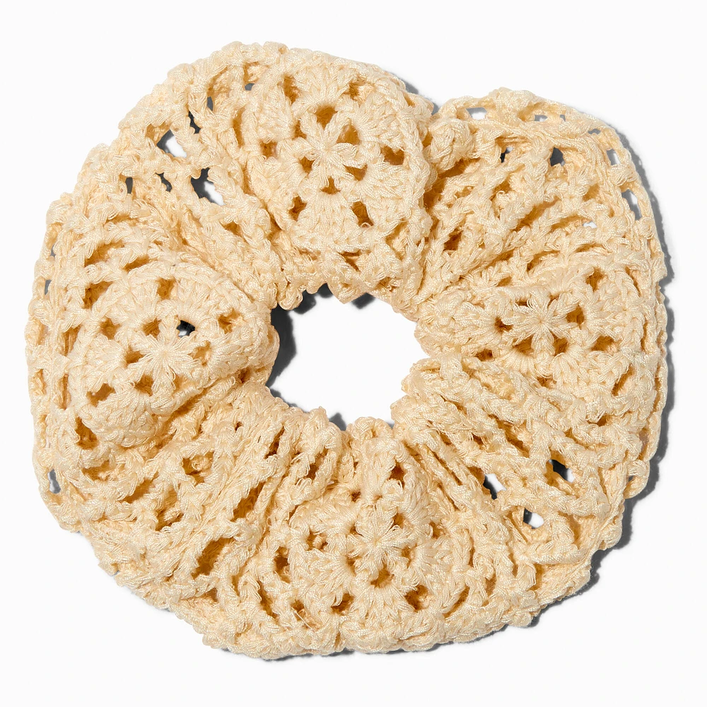 Ivory Crochet Medium Hair Scrunchie