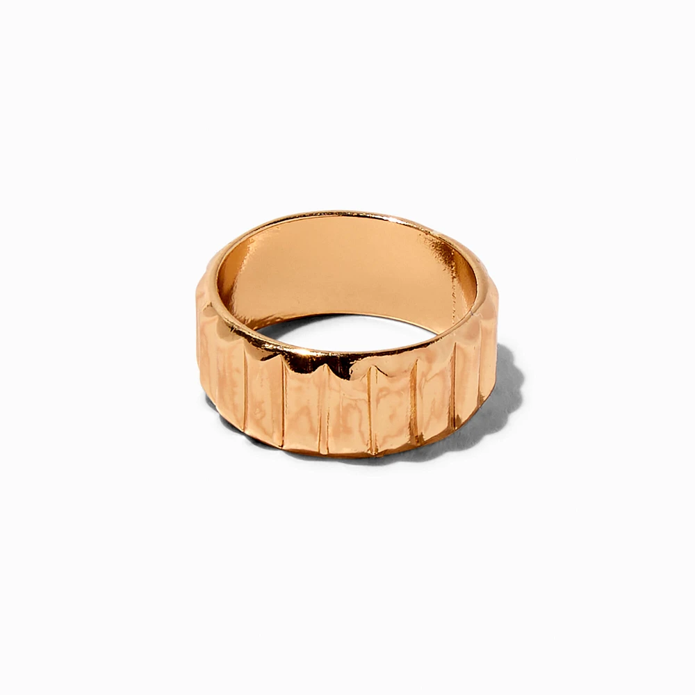 Gold-tone Puffy Ribbed Band Ring