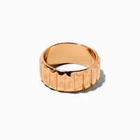 Gold-tone Puffy Ribbed Band Ring