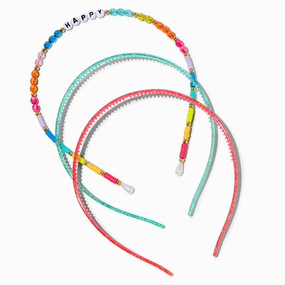 Claire's Club Rainbow "Happy" Beaded Headbands - 3 Pack