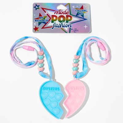 Pop Fashion Best Friends Puzzle Heart Popper Necklace Fidget Toy (2 pack)