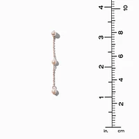 Rose Gold-tone Blush Pearl Station 2" Linear Drop Earrings