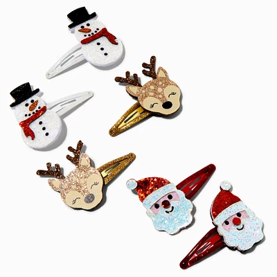 Christmas Icons Glitter Snap Hair Clips - 6 Pack