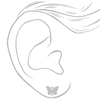 Silver Butterfly Clip On Earrings