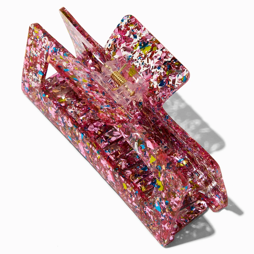 Glitter Pink Rectangular Hair Claw