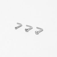 Silver 20G Mixed Crystal Nose Studs - 3 Pack
