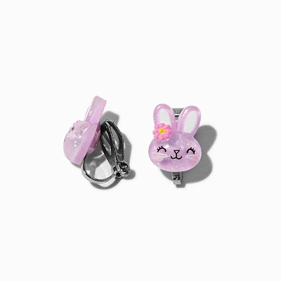 Purple Bunny Clip-On Stud Earrings