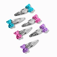 Chrome Bear Snap Hair Clips - 6 Pack