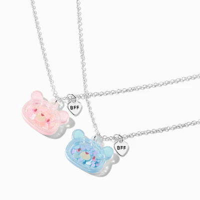 Best Friends Glitter Teddy Bear Shaker Pendant Necklaces - 2 Pack