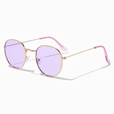 Purple Lens Gold Frame Sunglasses