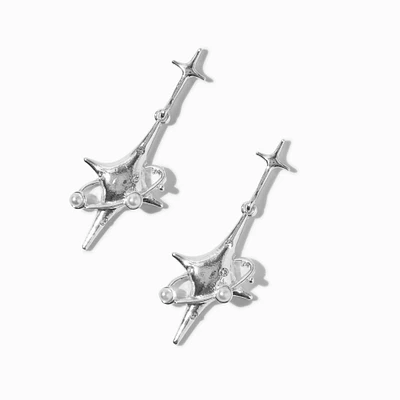 Silver-tone Satellite Star Drop Earrings