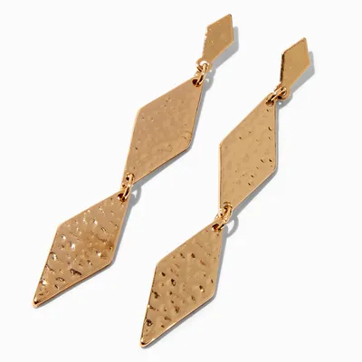 Gold-tone Textured Diamond 2.5" Linear Drop Earrings