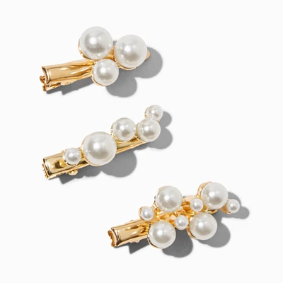 Gold Pearl Hair Clips - 3 Pack