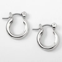 Silver 10MM Tube Hoop Earrings