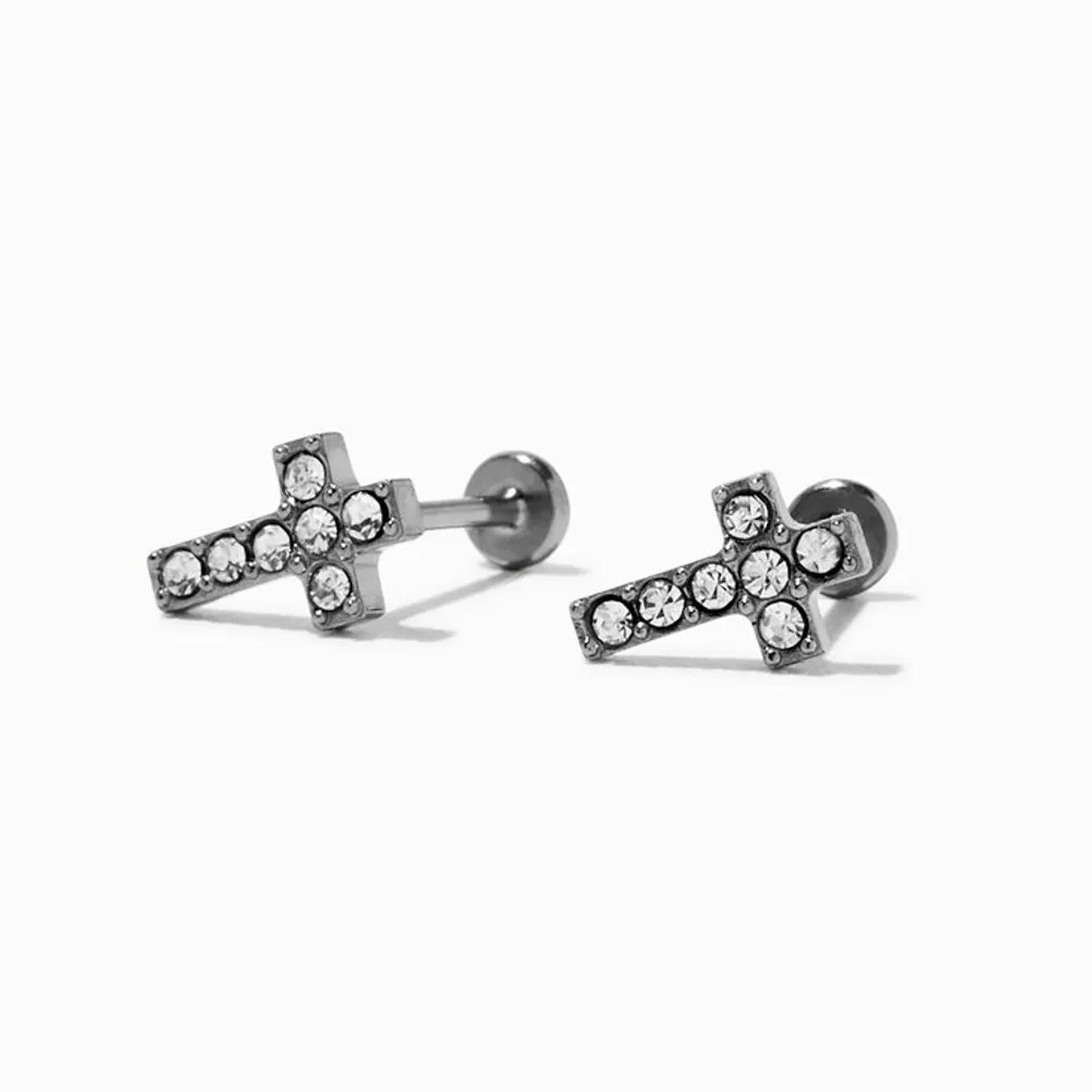 C Luxe By Claire's Silver Titanium 2MM Ball Flat Back Stud