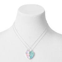 Best Friends Pink & Blue Split Heart Pendant Necklaces (2 Pack)